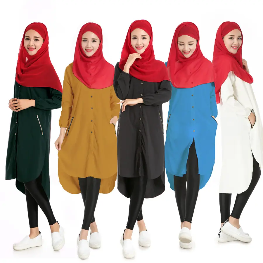 Новая однотонная мусульманская женская длинная рубашка Коран мусульманский Роба хиджаб мусульманская одежда