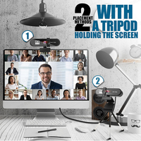 Webcam Full HD 2K untuk Komputer PC, Webcam dengan Fokus Otomatis, Kamera Laptop untuk Youtube, Skype, Siaran Langsung, Video, dan Kerja