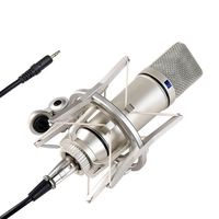 Microphone à condensateur XTUGA UX87 à directivité cardioïde en métal et plastique avec support, suppression du bruit pour smartphones et enregistrement en studio