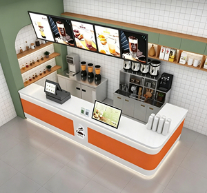 เคาน์เตอร์ต้อนรับร้านชานมไข่มุก ดีไซน์ทันสมัย พร้อมไฟ LED สำหรับร้านกาแฟและร้านกาแฟ - Product Image 2