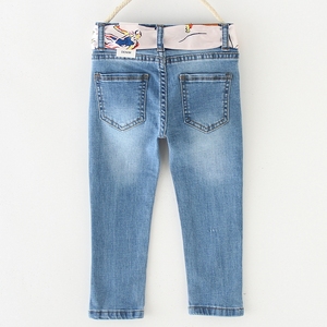 Spring Summer Girls' Comfortable Skin-Friendly <strong>Soft</strong> Slim Breathable Trendy Skinny <strong>Jeans</strong> for Kids with Ribbon - Product Image 4