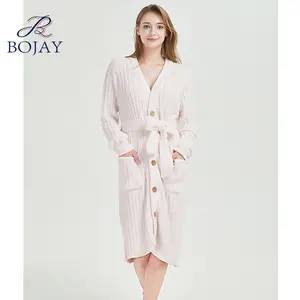 Peignoir d'hôtel de luxe personnalisé Fluffy Micro Plume Fil Tricot Hiver Doux Velours Pyjamas Pour Hommes Femmes Peignoirs de Bain Épais