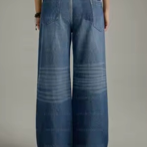 Pantalones Vaqueros Anchos de Mezclilla con Parche Bordado de Corazón para Mujer, Estilo Push-Up, Pierna Recta, Holgados, OOTD - Product Image 3