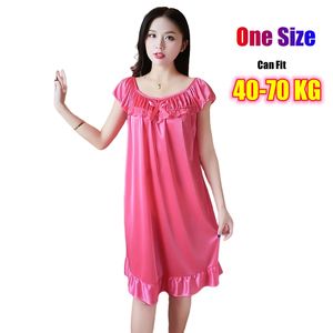 Camisón de Verano de Seda Helada para Mujer, Manga Corta, con Encaje <span class=keywords><strong>y</strong></span> Lazo, Ropa de Dormir hasta la Rodilla, Elegante Vestido de Noche para Dama - Product Image 5