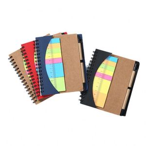 Carnet de notes quotidien à spirale personnalisé avec logo promotionnel JW1776, couverture en kraft, bloc-notes adhésif avec stylo - Product Image 6