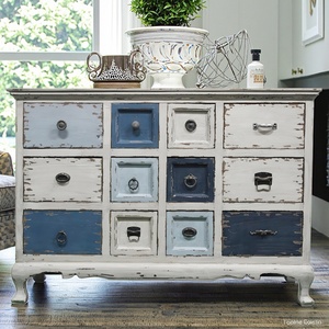 خزانة جانبية فرنسية عتيقة مصنوعة يدويًا بلون أزرق ريفي - Product Image 4