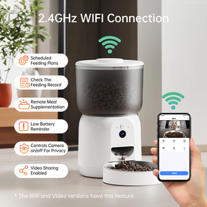 เครื่องให้อาหารสัตว์เลี้ยงอัตโนมัติ OEM 3 ลิตร พร้อมกล้องสำหรับแมว 2 ตัว มองเห็นได้ในเวลากลางคืน ควบคุมผ่าน Wifi สมาร์ทฟีดเดอร์สำหรับสัตว์เลี้ยง  เครื่องจ่ายอาหารสุนัขอัตโนมัติ พร้อมแอป Tuya Sma - Product Image 1