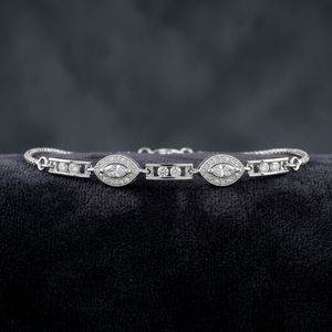 925artpalace 925 Silver Artisan Fine Charm <b>Bracelet</b> with <b>Adjustable</b> CZ Stones and Cubic Zirconia Stones - Product Image 2