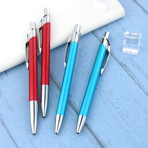 Brushed Aluminum Click <b>Ballpoint</b> <b>Pen</b> With Full Chrome Metal Fittings 2 Bright Solid Color Retractable Advertising <b>Pen</b> - Product Image 5