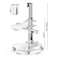 Chariot médical mobile avec garantie de 5 ans, avec plateau pour clavier et support pour scanner intra-oral, pour dentiste ou hôpital