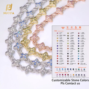 Collana NUOYA Hip Hop con Catena a Fiore con Diamanti Colorati da 8mm, Simbolo dell'<span class=keywords><strong>Infinito</strong></span> e Quadrifoglio per Uomo e Donna - Product Image 3