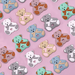 Mode BPA bebas perawatan perhiasan kunyah pesona DIY pena manik-manik fokus baru hewan kartun Teddy beruang manik-manik silikon dan Teether