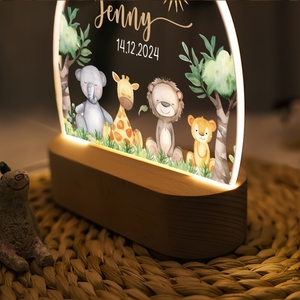 Custom Name Acrylic Night <b>Light</b> Modern <b>Plug</b>-<b>In</b> Baby Bedside Lamp Wood Base Home Baby Gift for Mom Baby Shower & Christmas - Product Image 6