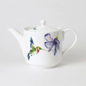 Tetera de filtro intrincadamente decorada, tetera de Prado dulce, tetera de porcelana con diseño floral de cerámica con infusor, regalo para mujer - Product Image 3