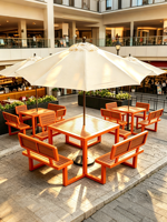 Ensemble table et chaises carrées monobloc d'extérieur, design minimaliste moderne, mobilier en fer et acier au carbone étanche et mobile pour cours.