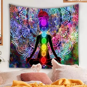 Tujuh chakra gantung dinding warna-warni meditasi Psychedelic Mandala selimut permadani untuk ruang tamu - Product Image 6