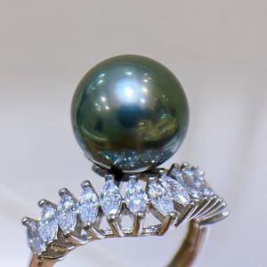 Bague en or plaqué 24 carats S925 vert paon naturel, perle de haute qualité 10-11 mm, sans défaut, avec une forte luminosité - Product Image 3