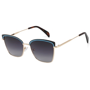 Gafas de Sol Cat Eye con Montura Completa, Lentes Degradadas, Montura Dorada, Detalles Azules, Unisex, Protección Solar - Product Image 1