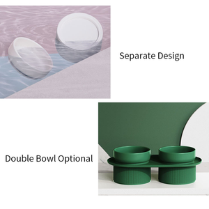 2024 desain baru mewah gaya kartun makanan pemberi makan air kucing anjing peliharaan keramik mangkuk pengumpan dengan dudukan - Product Image 3