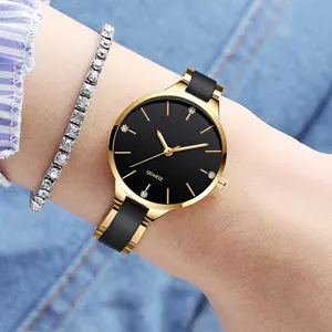 Jam tangan gelang wanita, arloji Quartz minimalis perempuan 2024