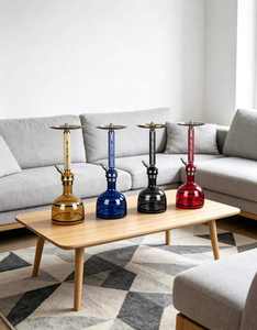 Modern Resin Shisha <b>Hookah</b> Straight Type Lacquer Finish Glass Base Gift Box Arab Style Smoking <b>Pipe</b> - Product Image 2