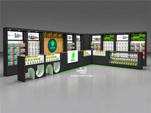 カスタム照明付き 葉巻ショールーム装飾 木製タバコショップディスプレイキャビネット ハーバルオイルストア什器 ガラス製スモークショップショーケース - Product Image 4