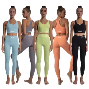 2023 Activewear Pilates tập thể dục quần áo thể thao mặc chất lượng cao trang phục phòng tập thể dục xà cạp nữ 2 mảnh thể dục thể thao YoGa Bộ