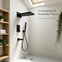 Ensemble de robinetterie de douche thermostatique noir mat sur mesure OEM, système de douche pluie en laiton pour projets de salle de bain