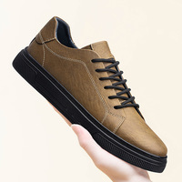 Nouvelles chaussures basses pour hommes en cuir de vachette double couche, style britannique, décontractées, respirantes, avec semelle extérieure en caoutchouc.