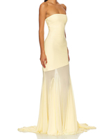 Maille hors épaule dos nu Sexy Maxi robe femmes mode Patchwork sans bretelles sans manches moulante Club fête longue robe