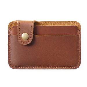 New Style Mens Wallet Crazy Horse Genuine Leather Minimalist Ultra Slim Credit Card Holder Wallet - Product Image 1