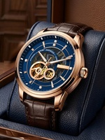 Jam Tangan Mekanik Otomatis Pria Robinni Stainless Steel Skeletonized Flywheel Tahan Air 5ATM Model Baru 2026