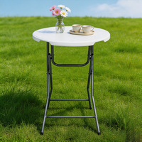 Table de cocktail pliante moderne en HDPE haute densité avec base mobile pour usage extérieur