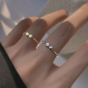 Women's Bow <b>Ring</b> <b>Adjustable</b> Opening Minimalist Style Silver Gold Everyday Wear Jewelry - Product Image 1