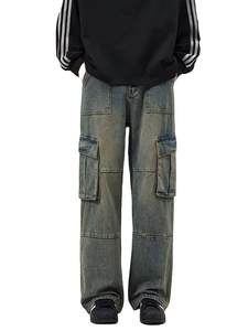 <span class=keywords><strong>Jeans</strong></span> Cargo personalizzati da uomo pantaloni larghi larghi a gamba dritta <span class=keywords><strong>con</strong></span> ampia tasca stile stile <span class=keywords><strong>Jeans</strong></span> <span class=keywords><strong>Jeans</strong></span> da uomo - Product Image 4