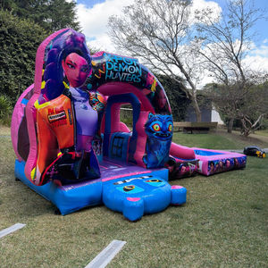 Château gonflable K-POP Demon Hunters <span class=keywords><strong>avec</strong></span> toboggan et <span class=keywords><strong>piscine</strong></span>, combo château gonflable extérieur pour <span class=keywords><strong>location</strong></span> de fêtes d'enfants - Product Image 1