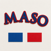 Patch brodé à lettres en blocs bleus et rouges |   Patch personnalisé à coudre sur les manches des vestes