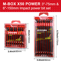 Geinxurn 10PC. M-BOX X50 POWER 3 "-75mm T20 Jeu de tournevis à écrou de sécurité à percussion Ensembles d'embouts magnétiques pour outils à main