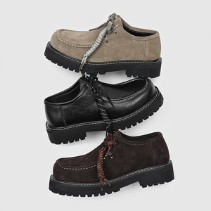 Zapatos Derby Estilo Old Money para Hombre 2026, Retro, Punta Redonda, Suela Gruesa, Aumentan la Estatura, Casuales, de Cuero - Product Image 2