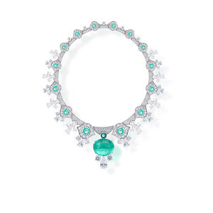 Tour de cou en laiton émeraude zircon avec CZ CVD diamant naturel pour dîner Moissanite plaqué rhodium blanc Dress Code - Product Image 2