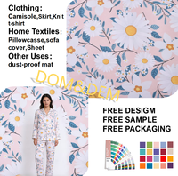 Tissu tricoté imprimé extensible et respirant en polyester et élasthanne à motif tournesol, personnalisable en gros pour vêtements de filles