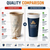 Gobelet à café en papier à double paroi personnalisé de qualité supérieure, logo personnalisé, revêtement à base d'eau, sans plastique, biodégradable