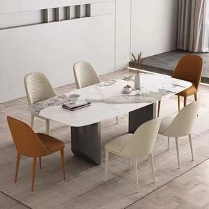 Meuble de salon moderne de <span class=keywords><strong>grande</strong></span> taille, <span class=keywords><strong>table</strong></span> de bureau en ardoise à six rectangles, avec deux pieds en métal noir - Product Image 5