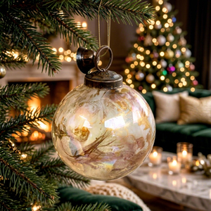 Adorno Navideño Moderno de Cristal Soplado Iridiscente de 8cm con Diseño Personalizado y Logotipo para Decoración del Hogar - Product Image 3