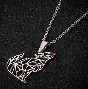 Punk In Acciaio Inox Animale Origami Lupo Della Collana Del Pendente Animale per Le Donne <span class=keywords><strong>Howl</strong></span> alla Luna geometrica Lupo Amante Degli Animali - Product Image 6