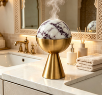Brûleur d'encens en marbre Calacatta Viola naturel, brûleur de Bakhoor Oud en pierre de luxe pour la décoration de table à la maison