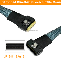 Cable SlimSAS 8i de Bajo Perfil y Antidesviación Tipo PCIe 4.0 24G 0.6m SFF-8654 para Conexión de Almacenamiento en Servidores Empresariales