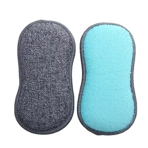 Eco-friendly kitchen microfiber cleaning dishwashing sponge washable dish sponge