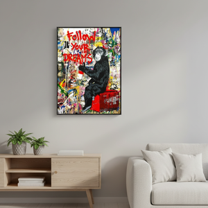 Stampa su Tela 'Segui i Tuoi Sogni' in Stile Graffiti Pop Urbano, Arte Digitale ad Acquerello per Decorazione Soggiorno - Product Image 3