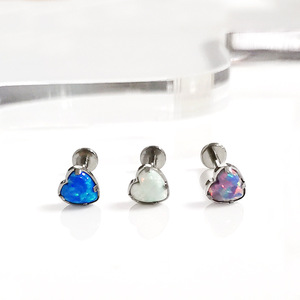 Evorte - Piercing Labret de Titanio ASTM F136 con Baño de Plata, Diseño Moderno con Rosca Interna, Anillo para Labios con Ópalo en Forma de Corazón, Joyería para <span class=keywords><strong>Hombre</strong></span> y Mujer - Product Image 2